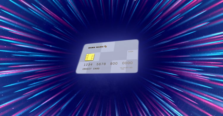 A credit card is featured. A credit card is featured.