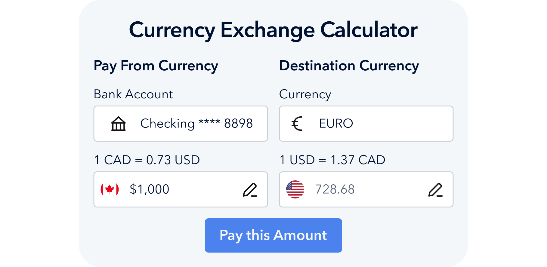 Currency exchange calculator